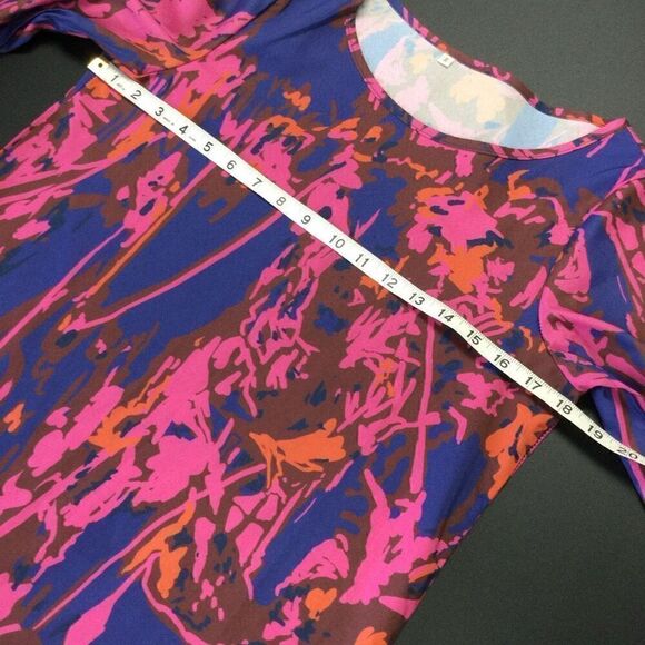 Women's Multicolor Long Sleeve Abstract Allover Print ShiftDress Size Small - Picture 5 of 9